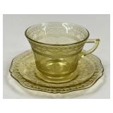 Pressed Glass Cups & Saucers / 12 Sets