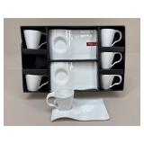 Red Vanilla Ceramic Espresso Cups & Saucers|12 pc