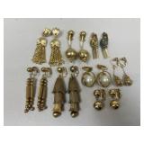 Gold Tone Clip On Earrings / 8 Pairs
