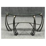 Metal & Glass Demilune Console Table