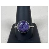 Sz 11.5 Sterling Silver Ring w/ Stone