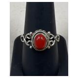 Sz 9 Sterling Silver Ring w/ Stone