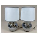 Pair Of Stoneware Lamps w/ Shades