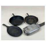 Cast Iron Pans & Folding Omelette Pan / 4 pc