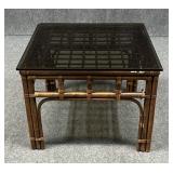 Bamboo Side Table w/Glass Top