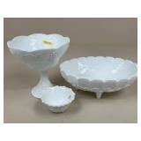 Milk Glass Dishes / 3 pc