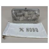 Hobo Metallic Silver Leather Clutch Wallet