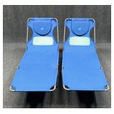 Pair of Ostrich Face Down Folding Comfort Loungers