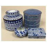 Blue & White Ceramic Dishes / 4 pc