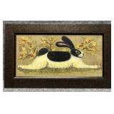 Green Folk Bunny Enhanced Print by Lisa Hilliker