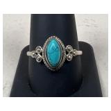 Sz 11 Sterling Silver Ring w/ Stone