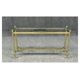LaBarge Brass Sofa or Console Table w/ Glass Top
