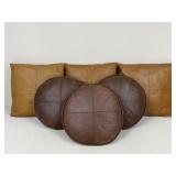 Leather Accent Pillows / 6 pc