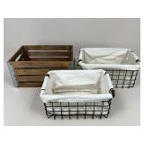Wood & Metal Storage Boxes / 3 pc