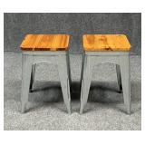 Metal Stools w / Wood Seats