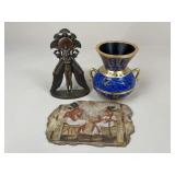 Egyptian Style Vase & Decor / 3 pc