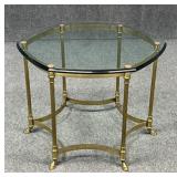 LaBarge Hexagonal Glass Top Brass End Table