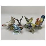 Ceramic Bird Figures / 6 pc