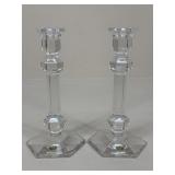 Pair Of Val St. Lambert Crystal Candelabras