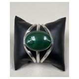 Malachite & Silver Tone Bangle Bracelet