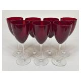 Ruby Red Crystal Wine Glasses|7 pc