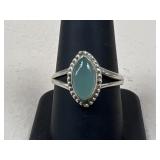 Sz 9 Sterling Silver Ring w/ Stone