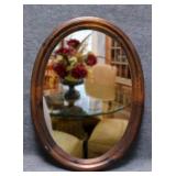 Ethan Allen Oval Mirror in Wooden Framed