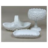 Milk Glass Dishes / 3 pc