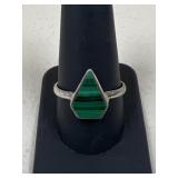 Sz 10.5 Sterling Silver Ring w/ Malachite