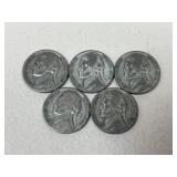 Jefferson War Nickels / 5 pc