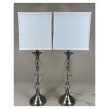 Pair Of Metal & Acrylic Lamps w/ Shades
