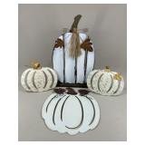 Metal & Wood Pumpkin Decor / 4 pc