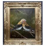Birds Original Oil Painting on Canvas Signed