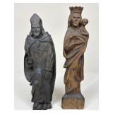 Carved Wooden Figures / 2 pc