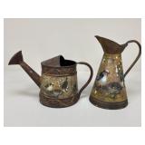 Hand-Painted Metal Watering Cans|2 pc