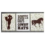 3/PC Cowboy Theme Wall Decor Prints on Canvas