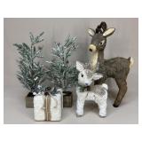 Lighted Trees/Straw Reindeers/Decorative Gift|5 pc