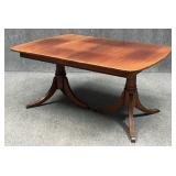 Double Pedestal Mahogany Dining Table w / Leaf
