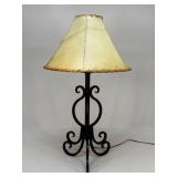 Wrought Iron Lamp W/ Rawhide Shade