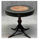Painted Mersmasn Wood Pedestal Table w/Drawer
