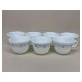 Pyrex/Corning "Morning Blue" Milk Glass Cups|7 pc