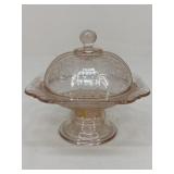 Pink Depression Glass Candy Dish With Lid