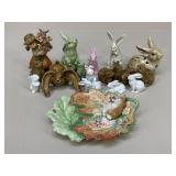 Ceramic/Resin Bunny Figure/Fitz & Floyd Plate|16pc
