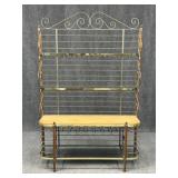 Metal & Wood Bakers Rack w/ Glass Shelves
