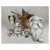 Plaster, Ceramic & Wood Angel Decorations / 13 pc
