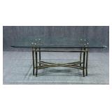 Large Metal Dining Table w/ Glass Top