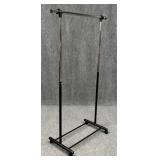 Adjustable Width Rolling Metal Clothing Rack