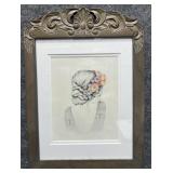 "Flowers in her hair" Print in Carved Frame