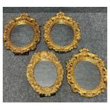 4/PC Ornate Framed Table top Mirrors w/Easel back
