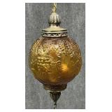 Amber Glass Pendant Light on Chain